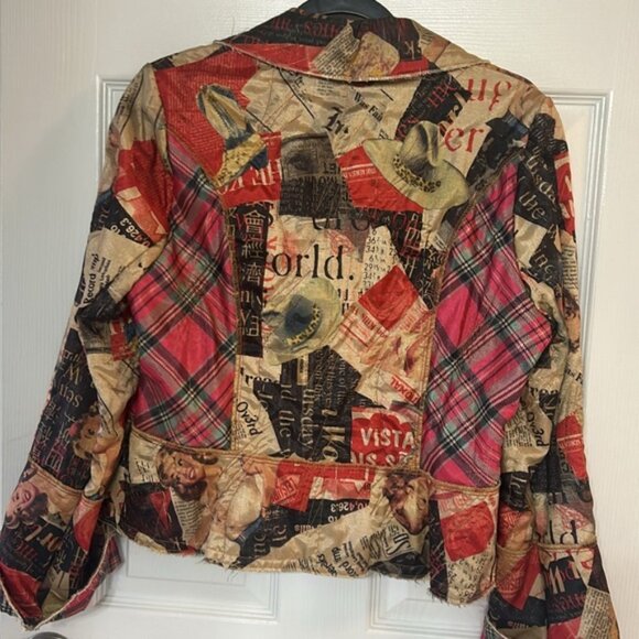Scissors Paper Rock Art-Wear M plaid movie star jacket Blazer USA VTG artsy Y2K - Picture 7 of 8